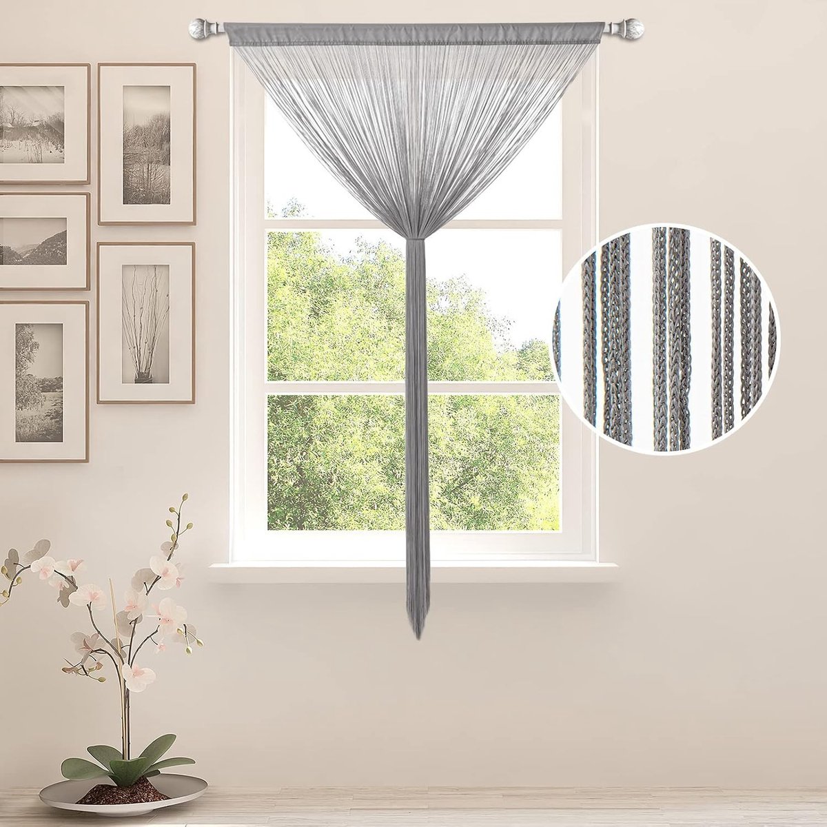 Decoratieve Draadgordijn Voor Deur - Insectenwerend Mosquito Net Voor Balkon en Kamers - 90 cm x 200 cm Beige