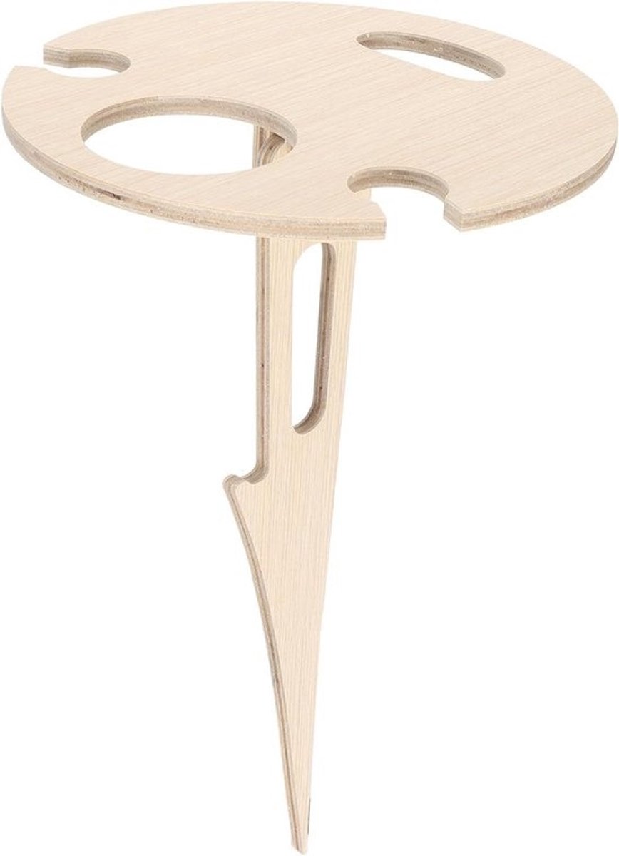 Houten Wijn Tafel - Draagbare Bistro Tafel - Outdoor Drankjes - Inklapbaar Ontwerp - 35 x 25 cm - Houtkleur