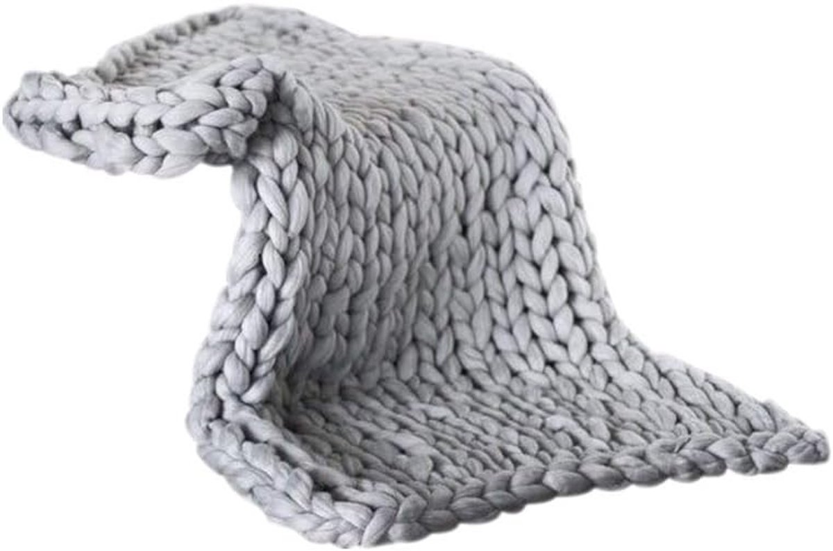 Handgeweven chunky knit dekentje van wol voor huisdieren, bed, stoel of bank - Grote, volumineuze woondecoratie en comfortabele throw