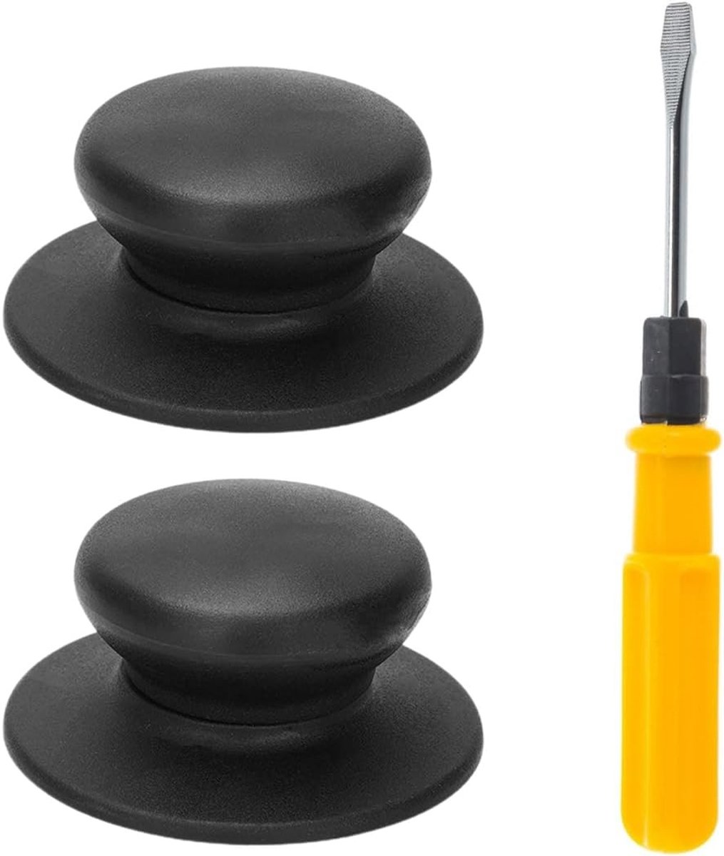 Set van 2 Vervangende Handgrepen voor Pannendeksels - Universele Knoppen met Schroevendraaier voor Keukenaccessoires