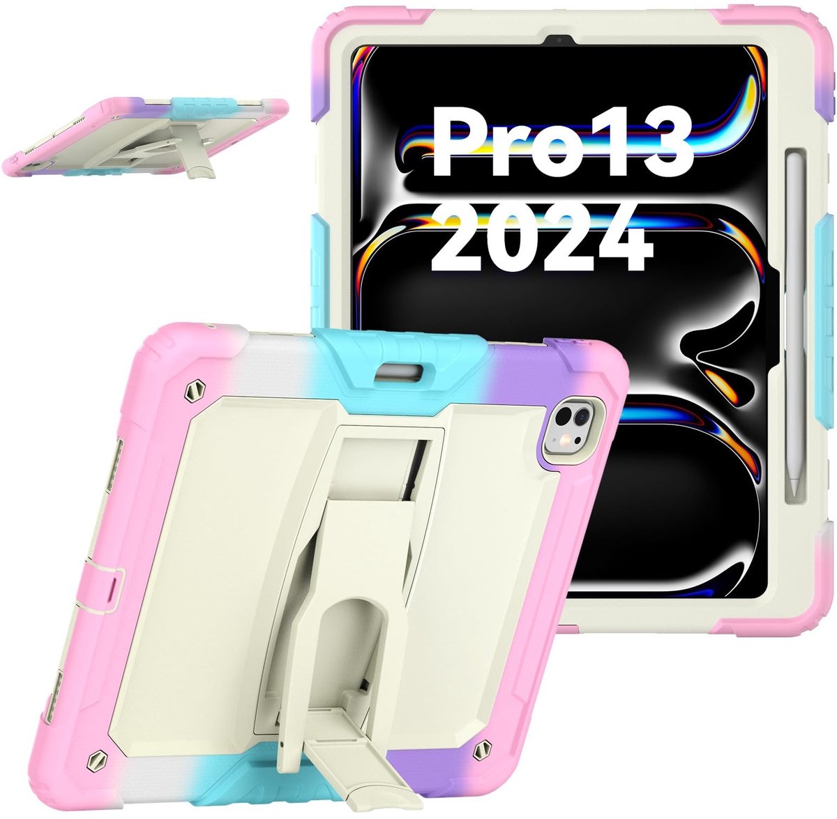 Militair Beschermhoes voor iPad Pro 13 Inch - Shockproof met Pen Slot - Roze