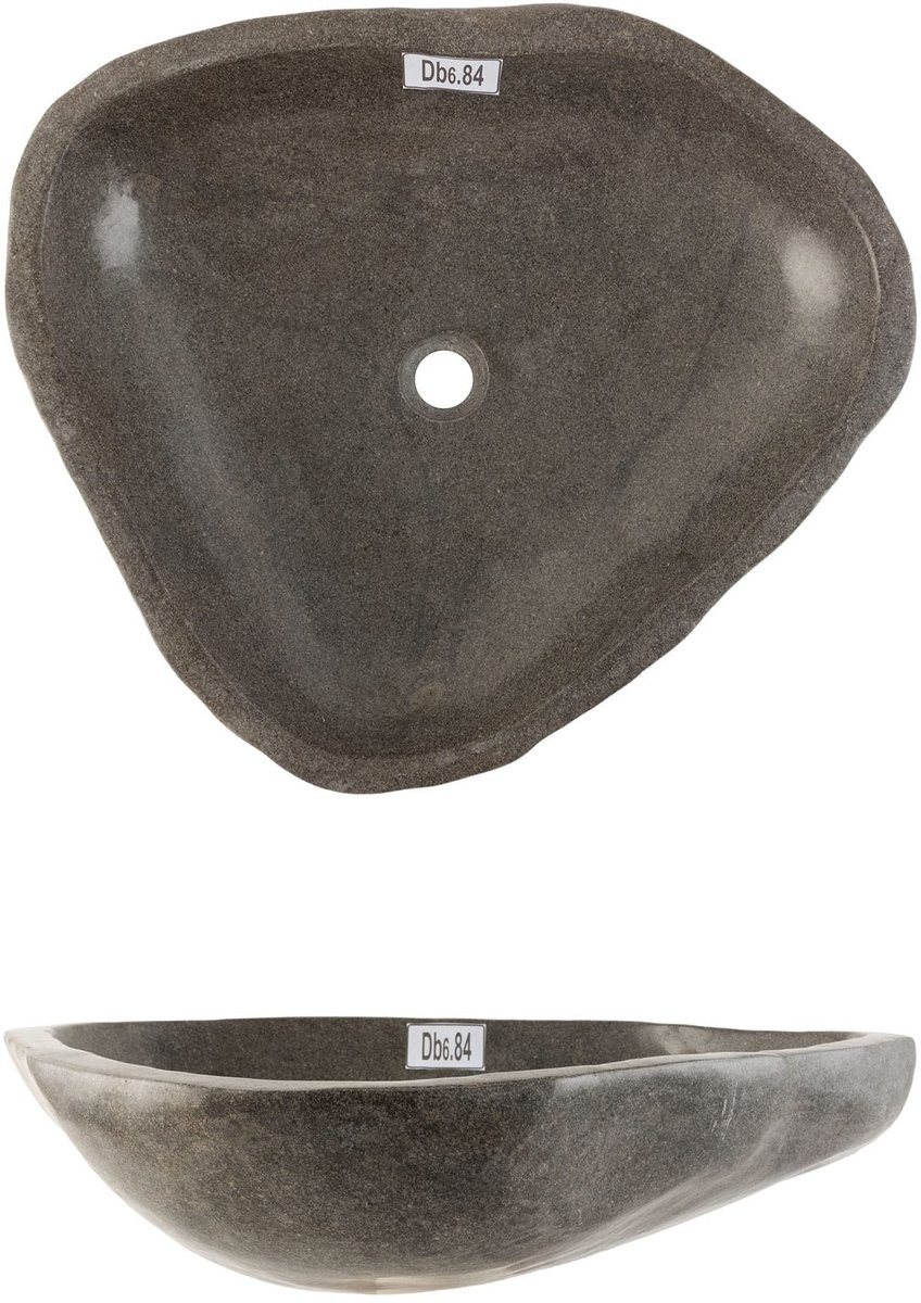 Vrijstaande Natuurlijke Steen Wastafel - 60 cm Grijs