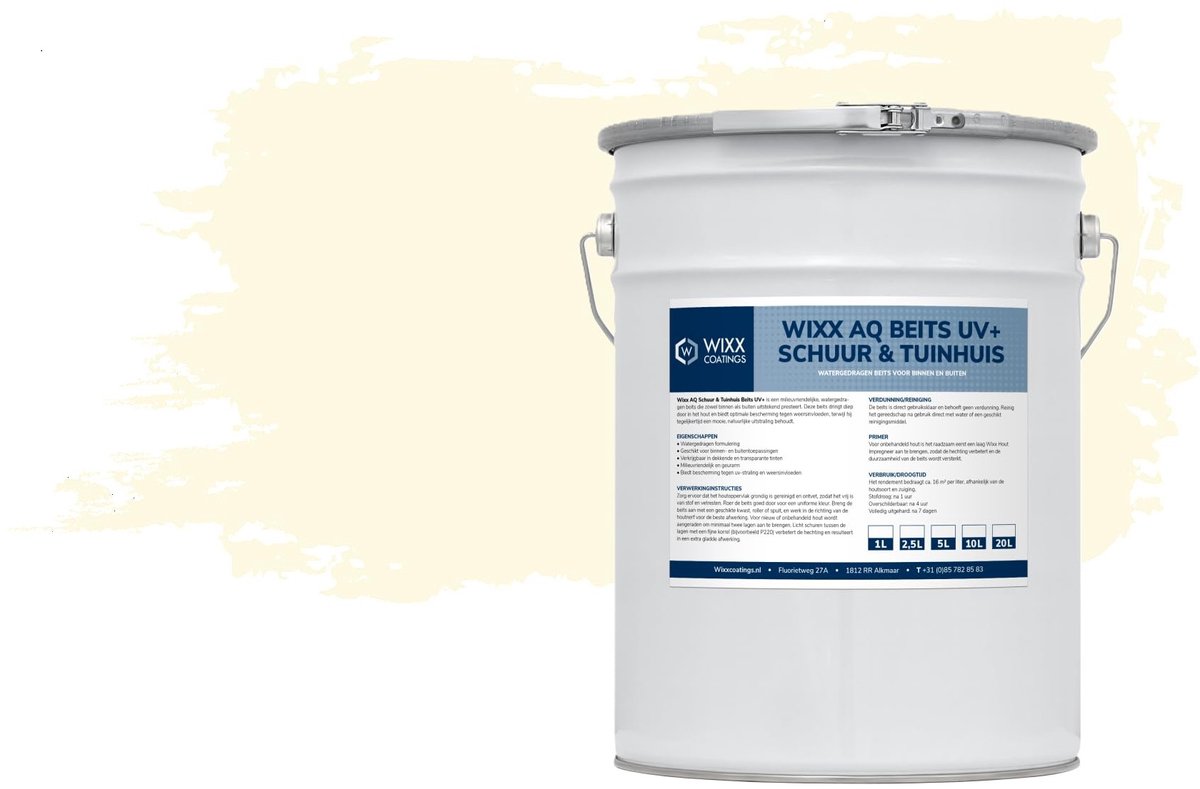 Watergedragen Schuur- en Tuinhuisbeits UV+ - Ivoorwit - 2.5L