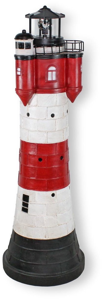 Vuurtoren met Zonneverlichting - Rood/Wit
