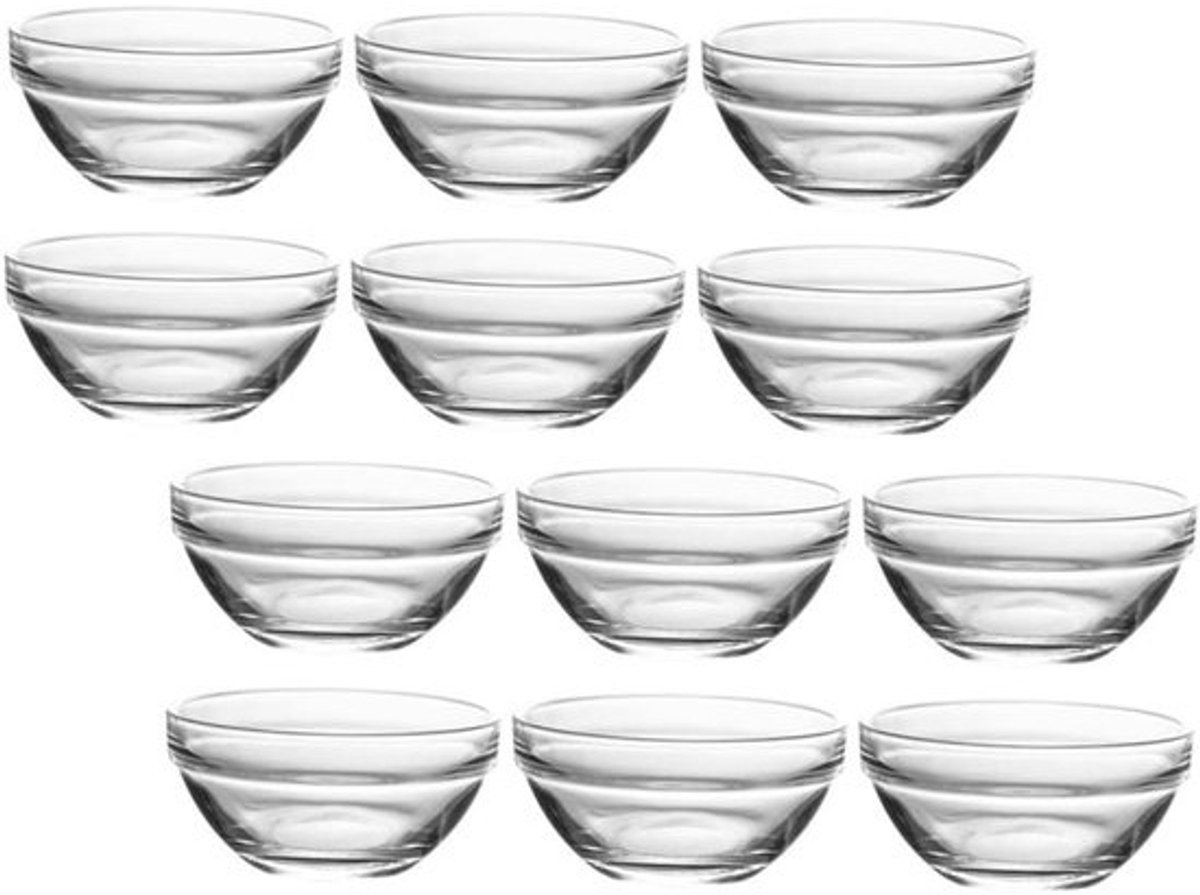 Glazen Kommetjes - Dessert Schalen - Snacks Dips - Hittebestendig Glas - 6x6x3 cm - Transparant