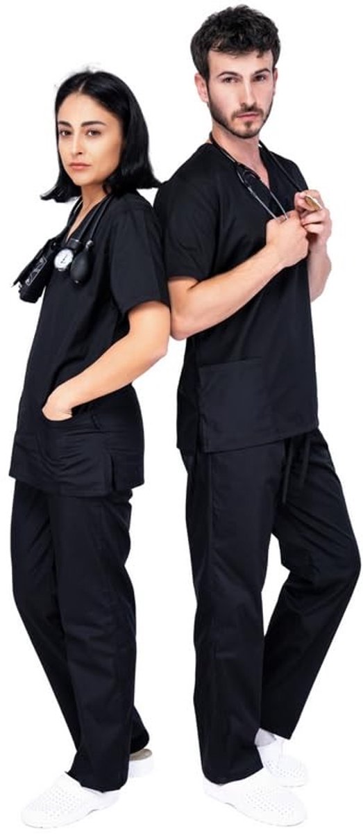 Unisex Medische Werk Kledingset - Zachte, Ademend Stof - Zwart