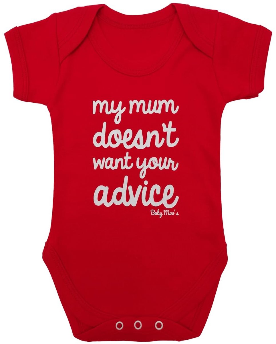Baby Romper - My Mum Wants No Advice - Rood - 6-12 maanden