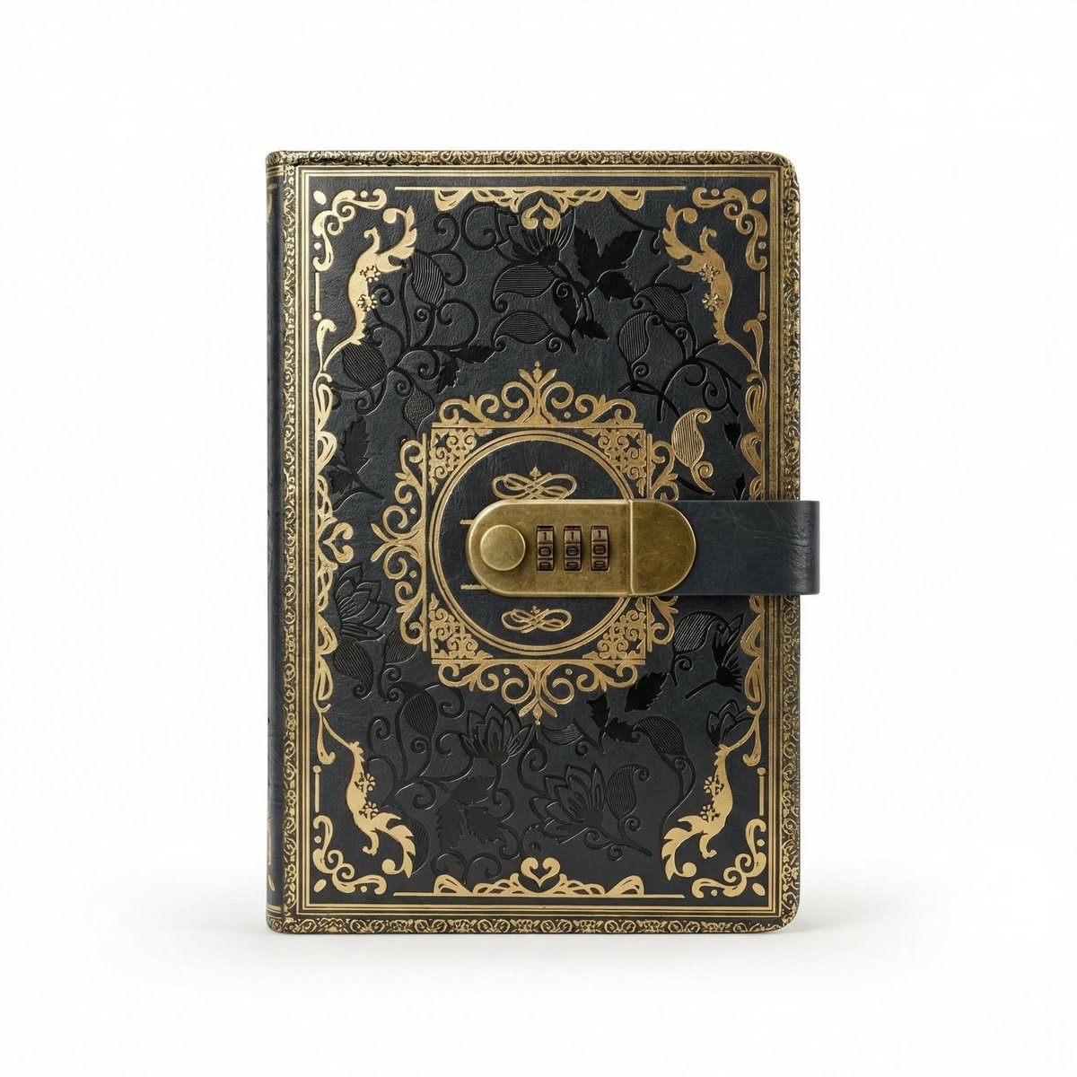 Vintage Leren Dagboek met Cijferslot - A5 - Zwart