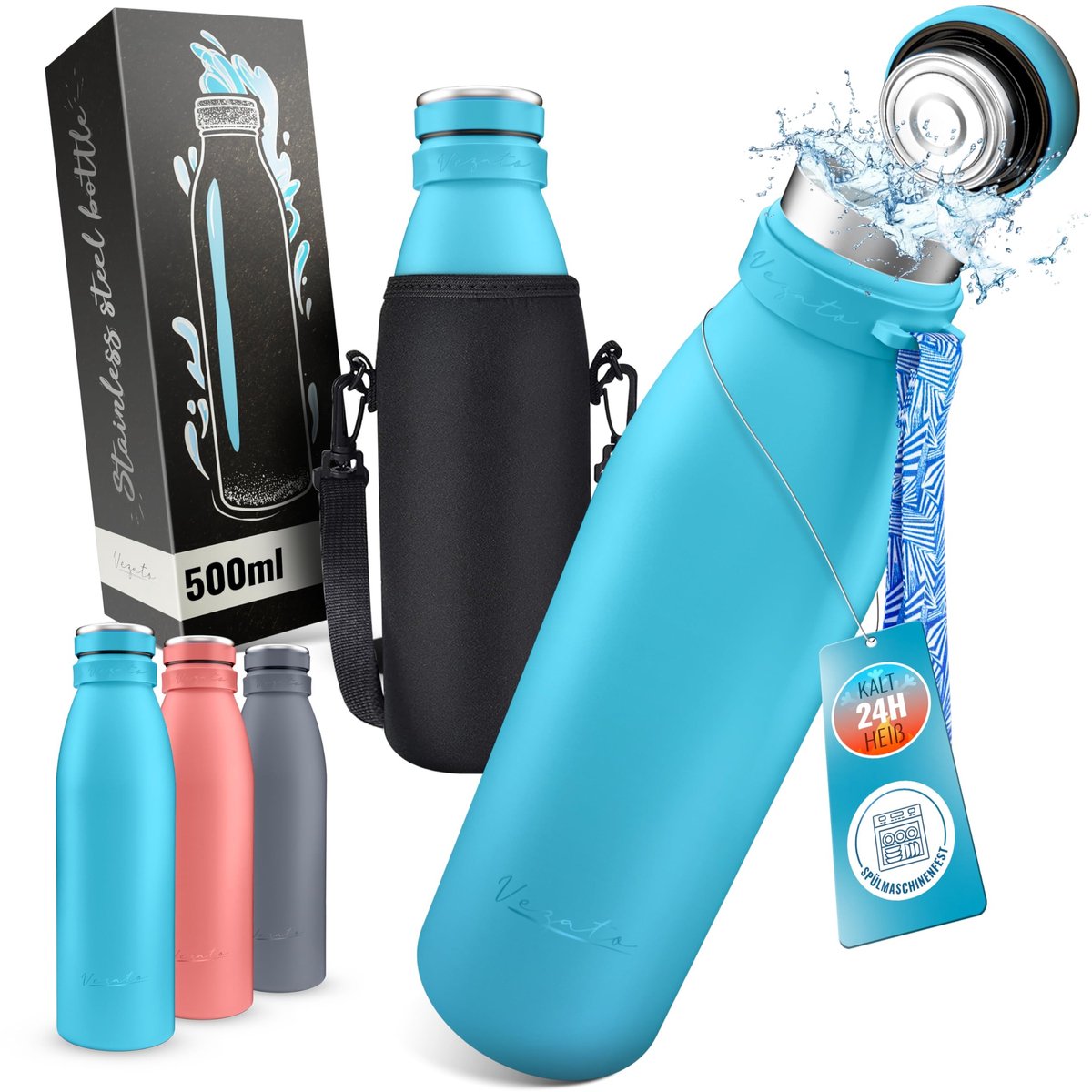 Drinkfles 500ml - BPA-vrij - Lekvrij en Geïsoleerd