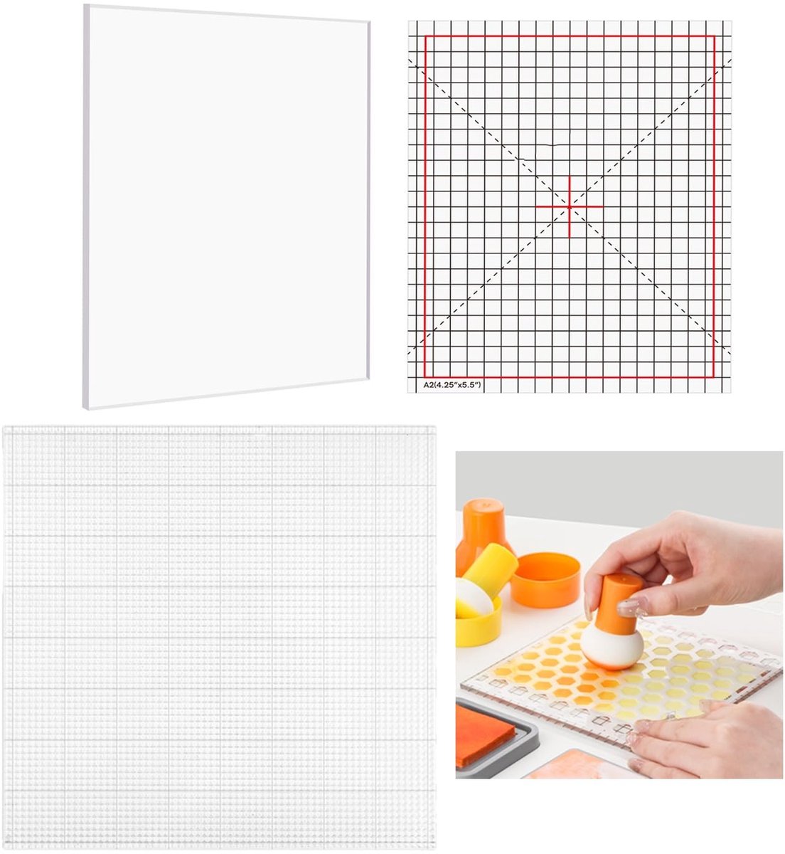 Low Tack Sticky Mat met Grid - 2 Stuks voor Stempelen en Scrapbooking