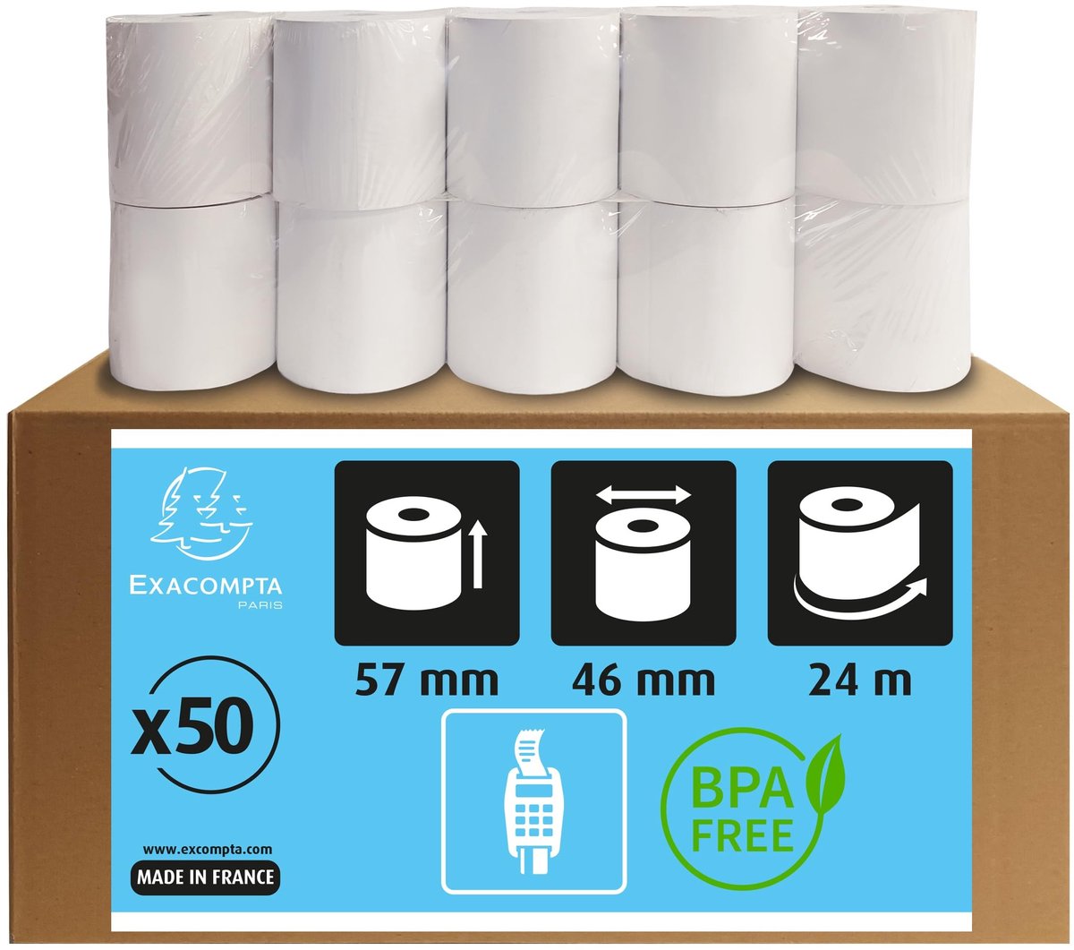 Thermisch Papierrollen voor Betaalterminals - 50 Stuks - 57 mm x 24 m