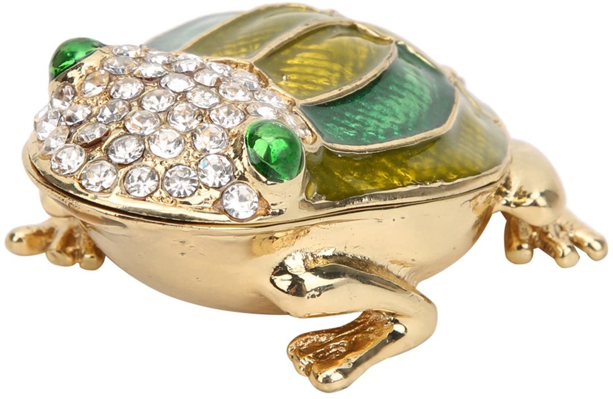 Sieradenbox - Groene Egel met Diamant Inleg