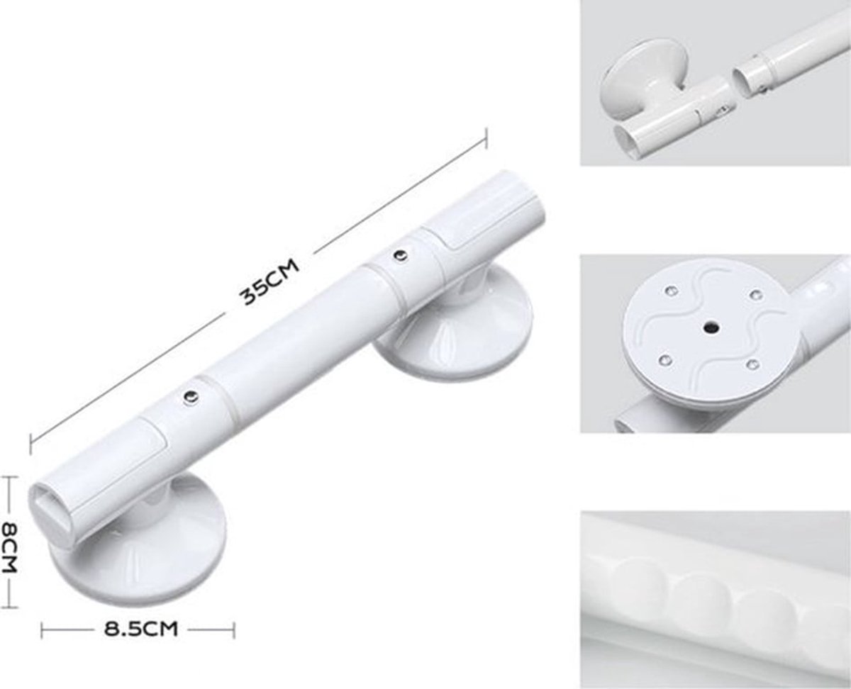 Handgreep Badkamer 35 Cm - Badgreep - Douchegreep - Fluorescentie - Veiligheidsgreep - Handvat Voor Ouderen En Kinderen - Handgreep / Wandgreep Voor Badkamer / Douche / Toilet - Wit - 1 Stuk