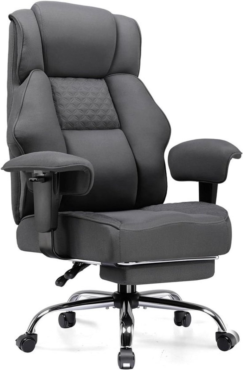 Gaming Stoel - Bureaustoel PC Stoel - Comfortabel Zitten - Verstelbare Rugleuning - 180 kg - Grijs