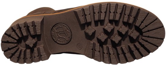 Onderkant van een bruine Panama Jack leren veterboot met profielzool.