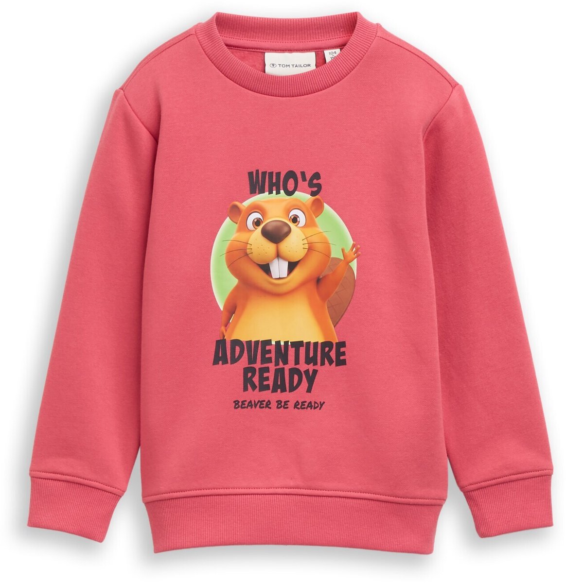 Tom Tailor - Sweatshirt met print - Maat 104/110 - Berry Red