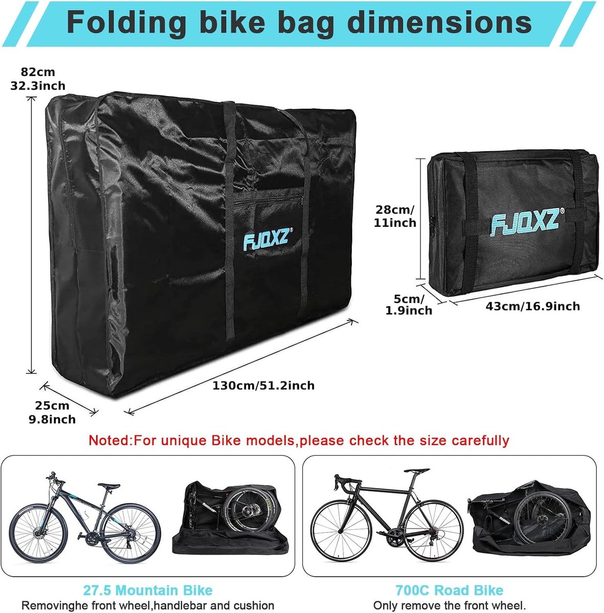 Fietstassen dubbel - Zwart - 20-26 inch - Waterdichte Nylon Fietstransporttas - Voor Vouwfiets en Reizen