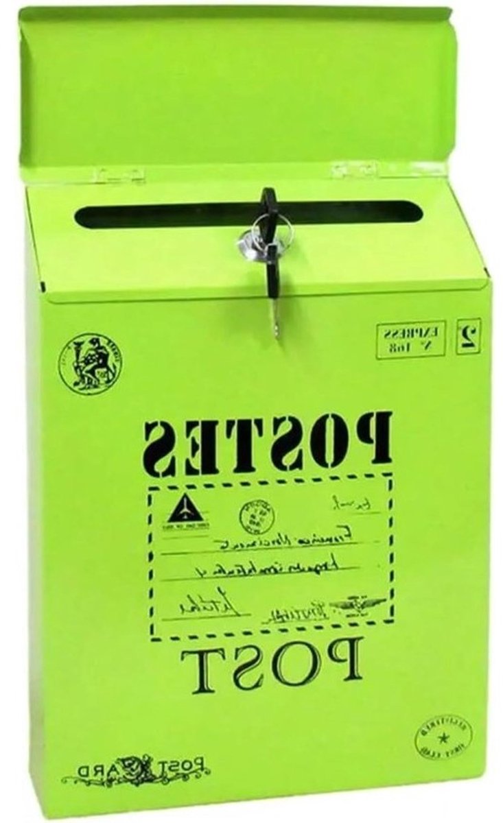 Brievenbus van ijzer - Postbus muur - Post ontvangen - Wandmontage met slot - 30 x 23 x 6 cm