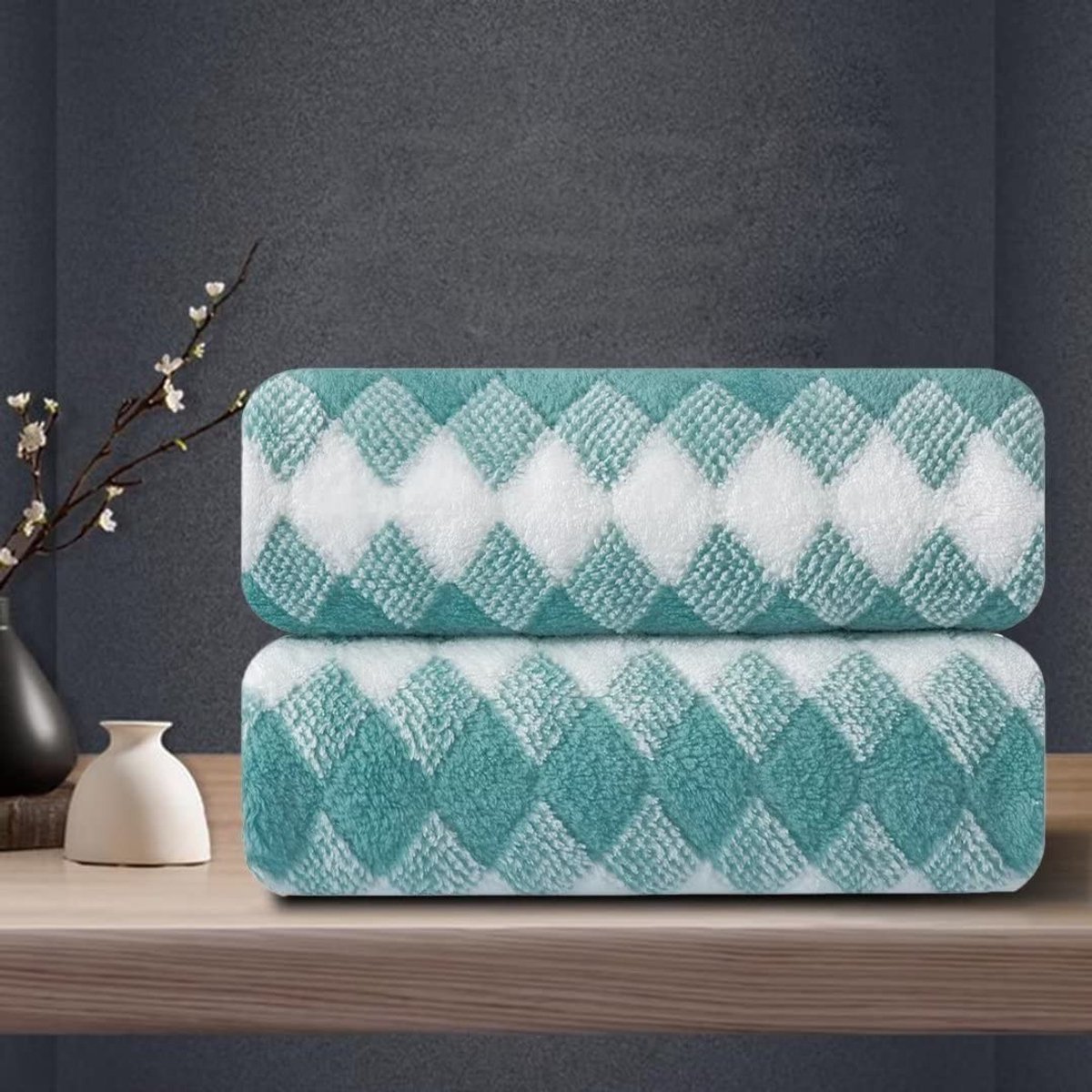 Set van 2 Handdoeken - Ultra zacht en absorberend - Diamond Aqua