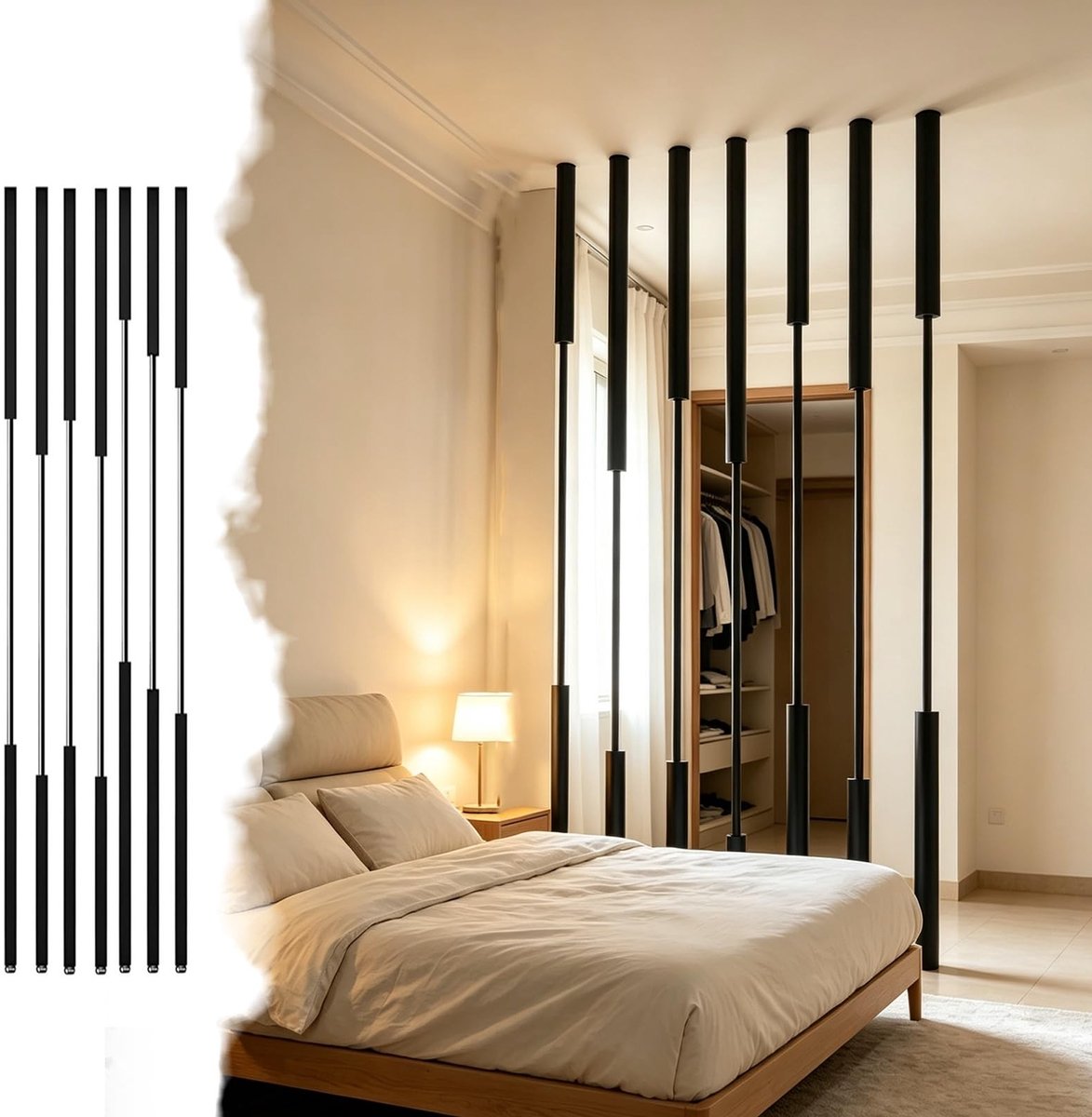 Decoratieve Ruimteverdeler - Vloer tot Plafond - Zwart