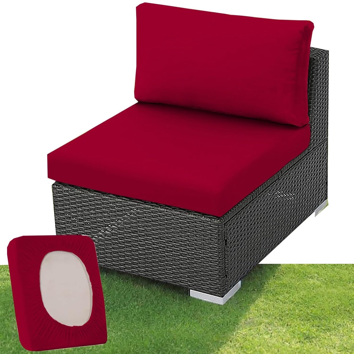 Elastische Kussenhoes voor Buiten - Wijnrood (S: 50-70 cm, 1 stuk)