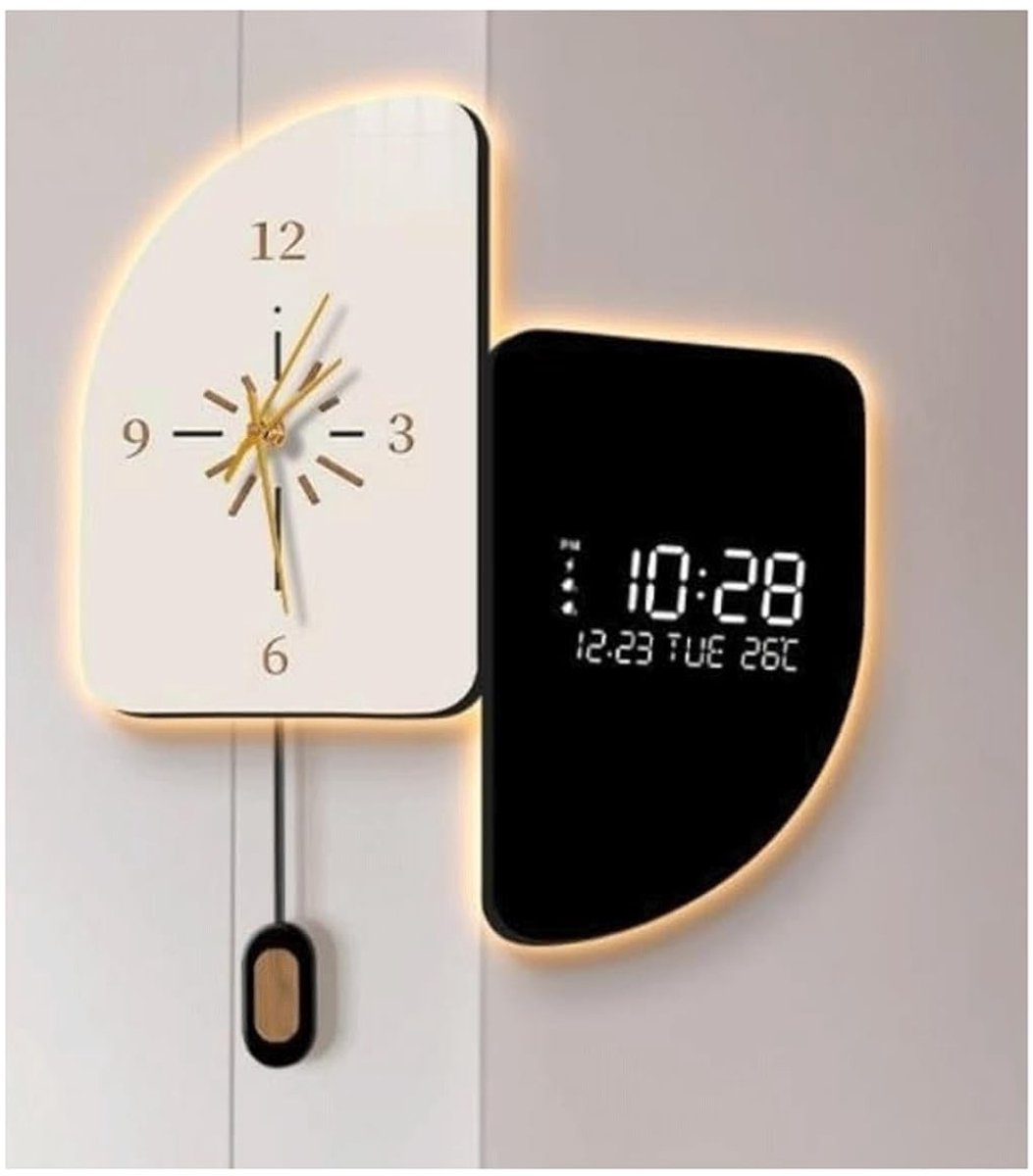 Dubbelzijdige Wandklok Hoekmodel - Modern met Licht