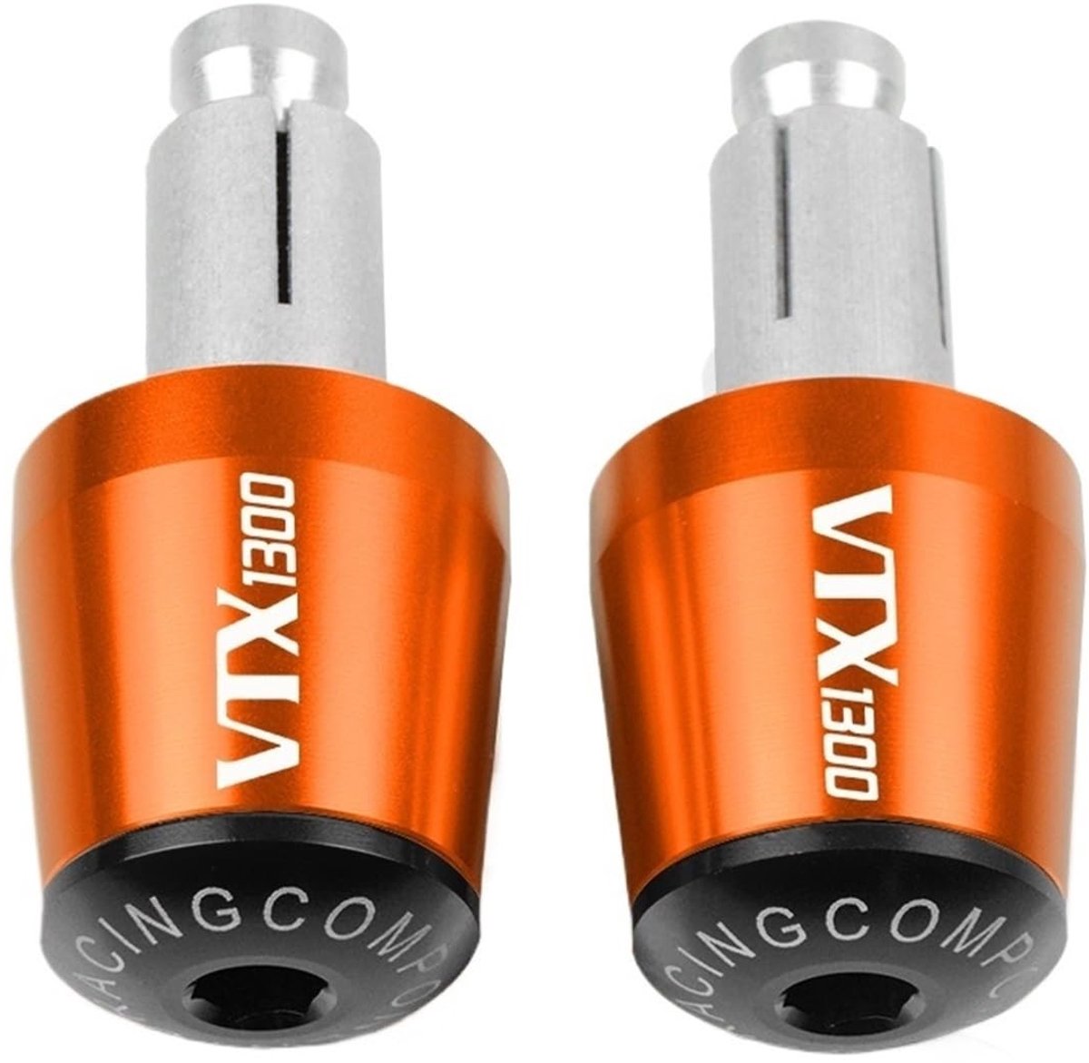 Stuur Plug Handle Bar End Grips Cap - Aluminium - Oranje-Zwart