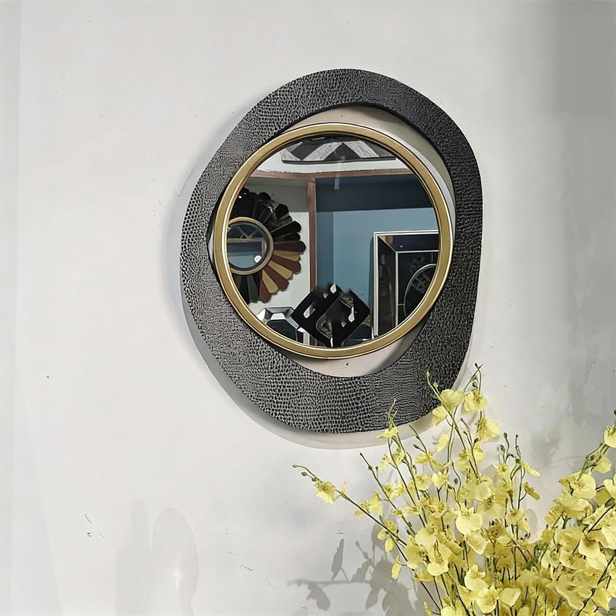 Geometrische Wandspiegel - Houten Decoratie 60 x 45 cm