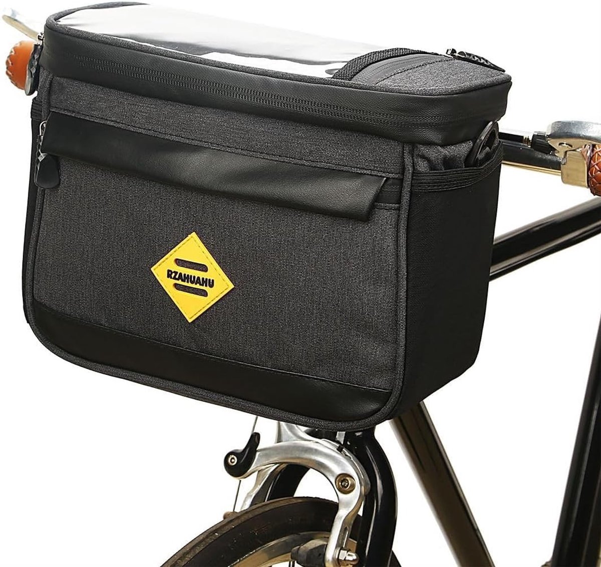Waterdichte Fietsstuur Tas voor Fietsen, Frame Tas met Gepersonaliseerde Gravure, Fietsaccessoires, Zwart, Casual, Ideaal voor Fietsritten en Tochten