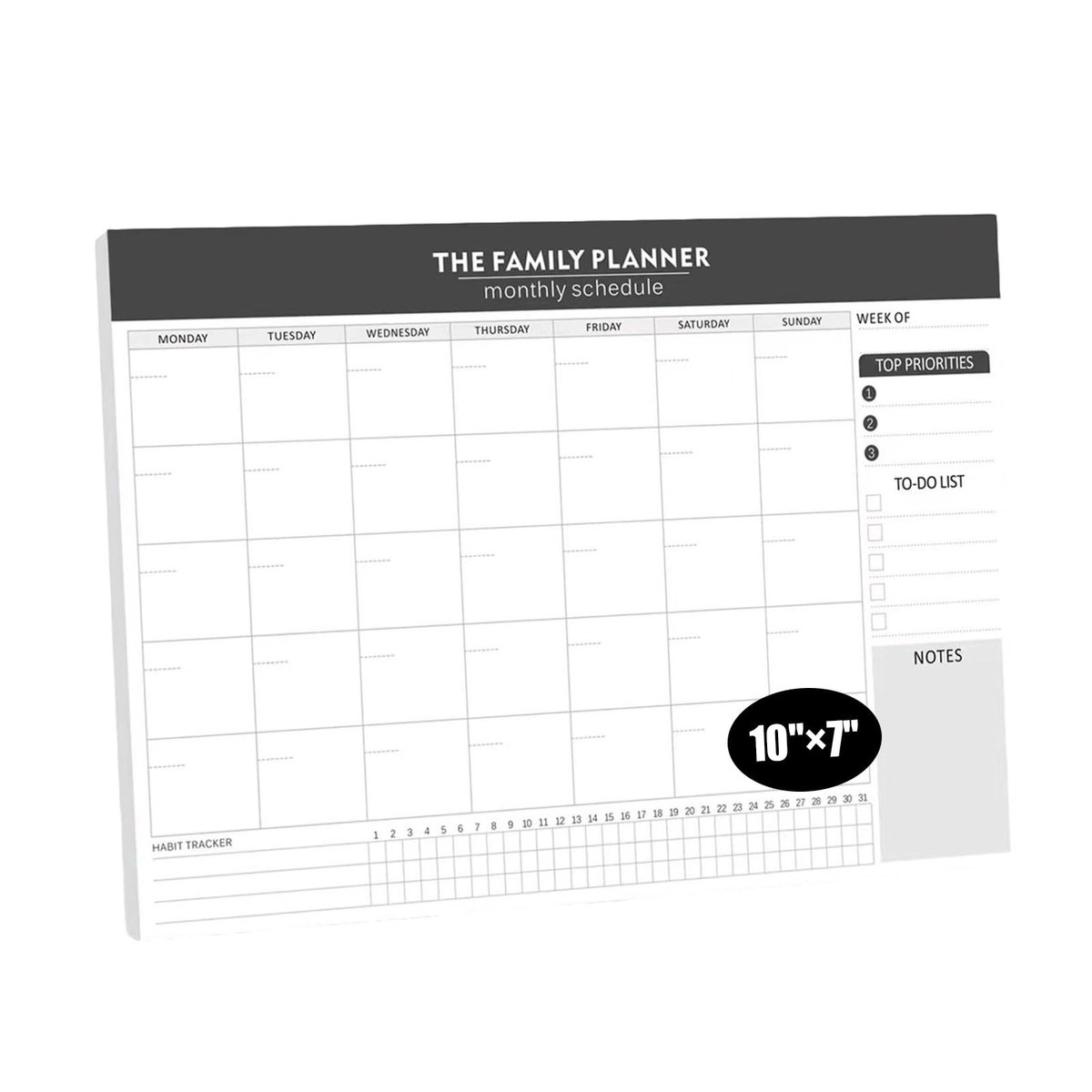 Maandplanner Notepad - 52 ongekleurde kalenders voor taken en planning