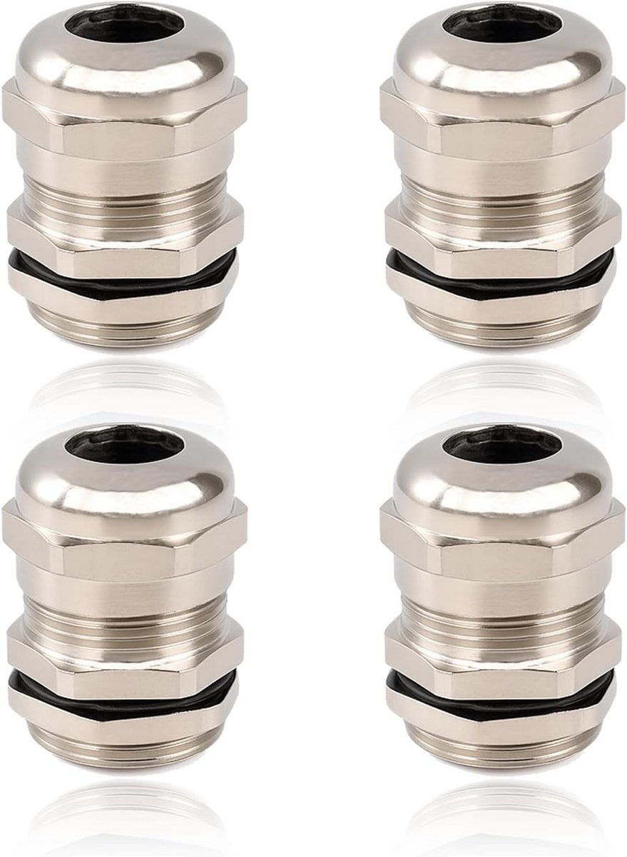 4 Stuks Metalen Kabel Schroefconnectoren, IP68 Waterdicht en Stofdicht, Messing Vernikkelde Kabelconnectoren voor 5-10mm Kabel, Ideaal voor Aansluitdozen, Machines en Schakelpanelen