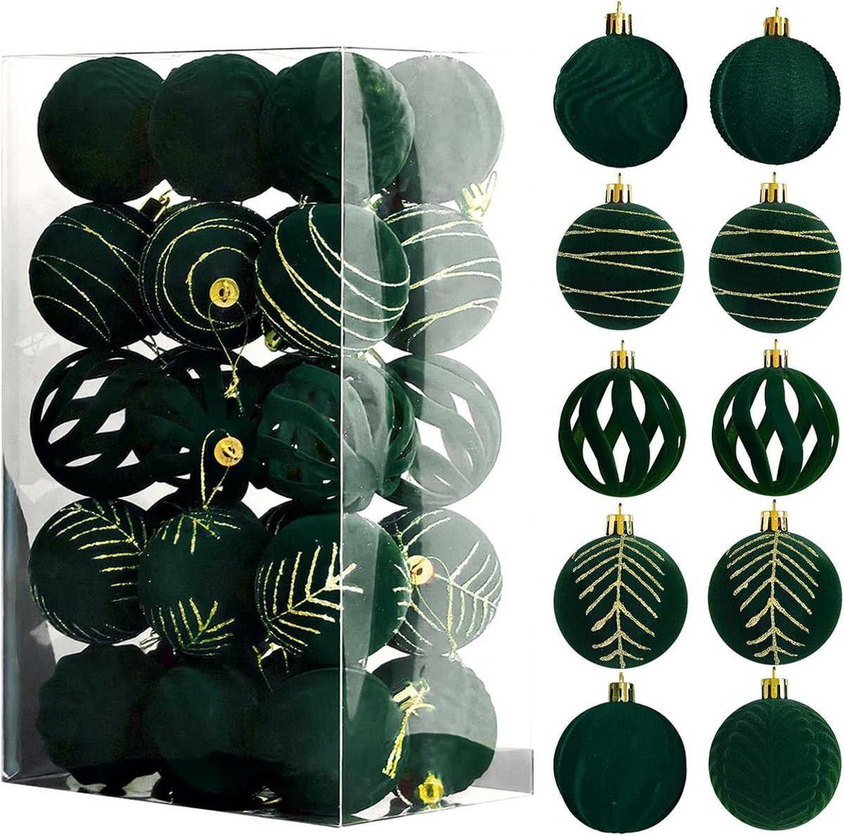 30 stuks onbreekbare kerstballen ornamenten in rood en groen voor kerstboomdecoratie, feest en bruiloft