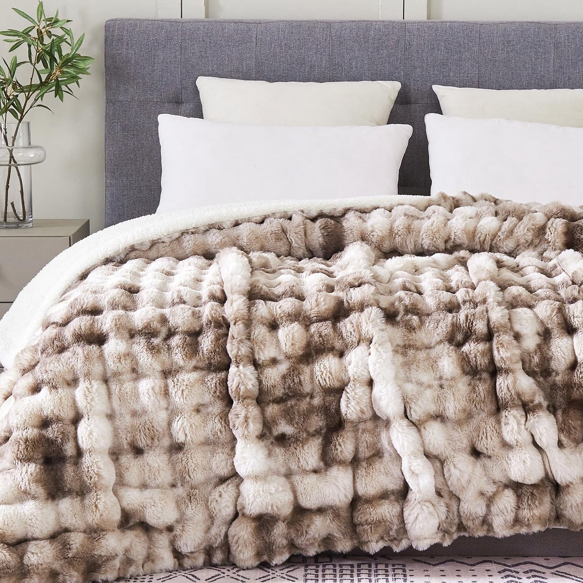 Fluffy Sherpa Dekentje - Ultra Zacht en Warm - Bubble Brown Tie Dye