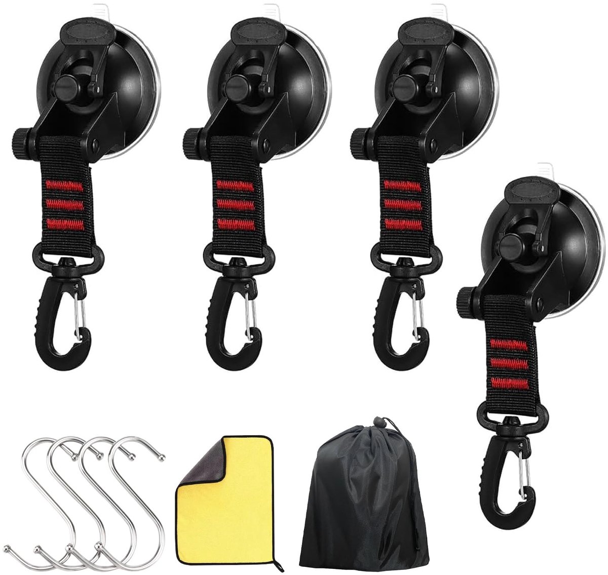 4 Pack Zuignap Anker - Multifunctioneel voor Camping en Auto