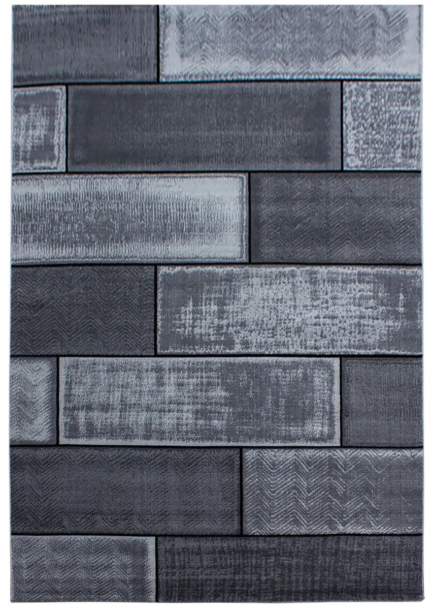 Dutch XXL Laagpolig Vloerkleed | Tapijt | Plus | Tegels | Zwart | 80x300 cm