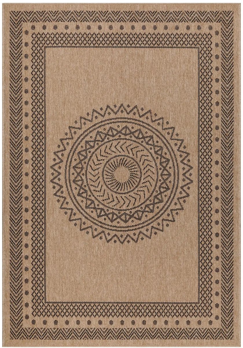 Dutch XXL Buitenkleed | Dhaka | Medaillon | Zwart | 200x290 cm | Buitentapijt | Tuintapijt