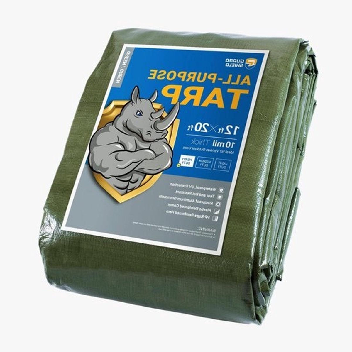 Zwaar Werk Zeildoek - Waterdicht Tarp - Bescherming Buiten - 10 Mil Dik - 12x20 Voeten - Groen