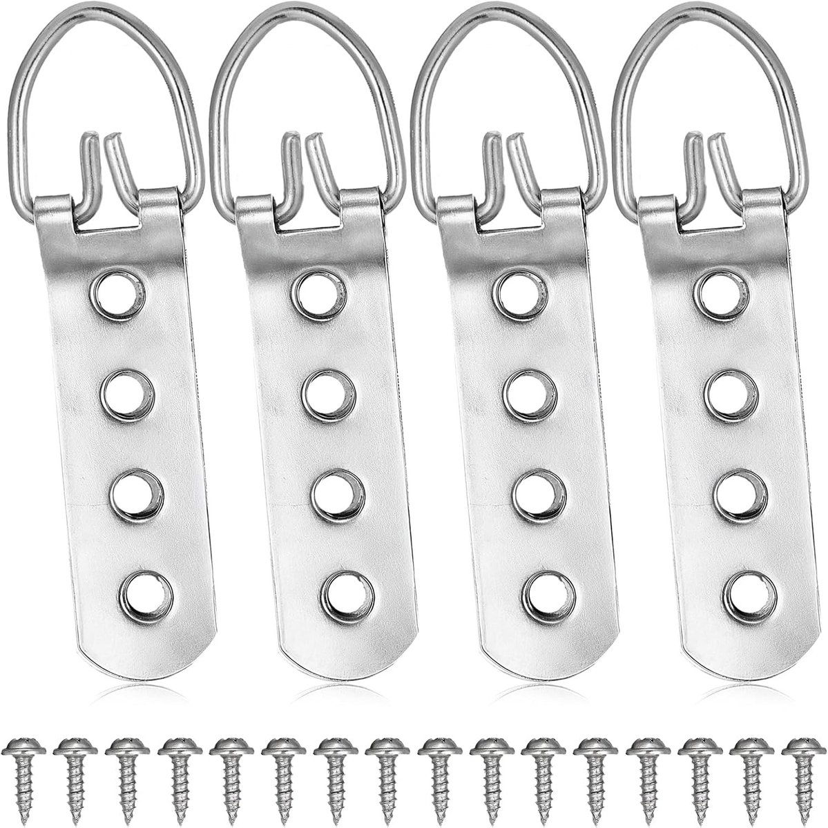 4 Stuks Zware Foto Hangers met D-Ring, Foto Haakjes voor Schroeven en Spiegels, Ideaal voor Zware Beelden en Kleding