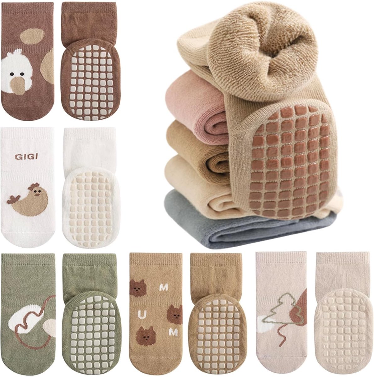 5 Paar Winter Antislip Thermische Baby Sokken van Katoen voor Comfort en Warmte