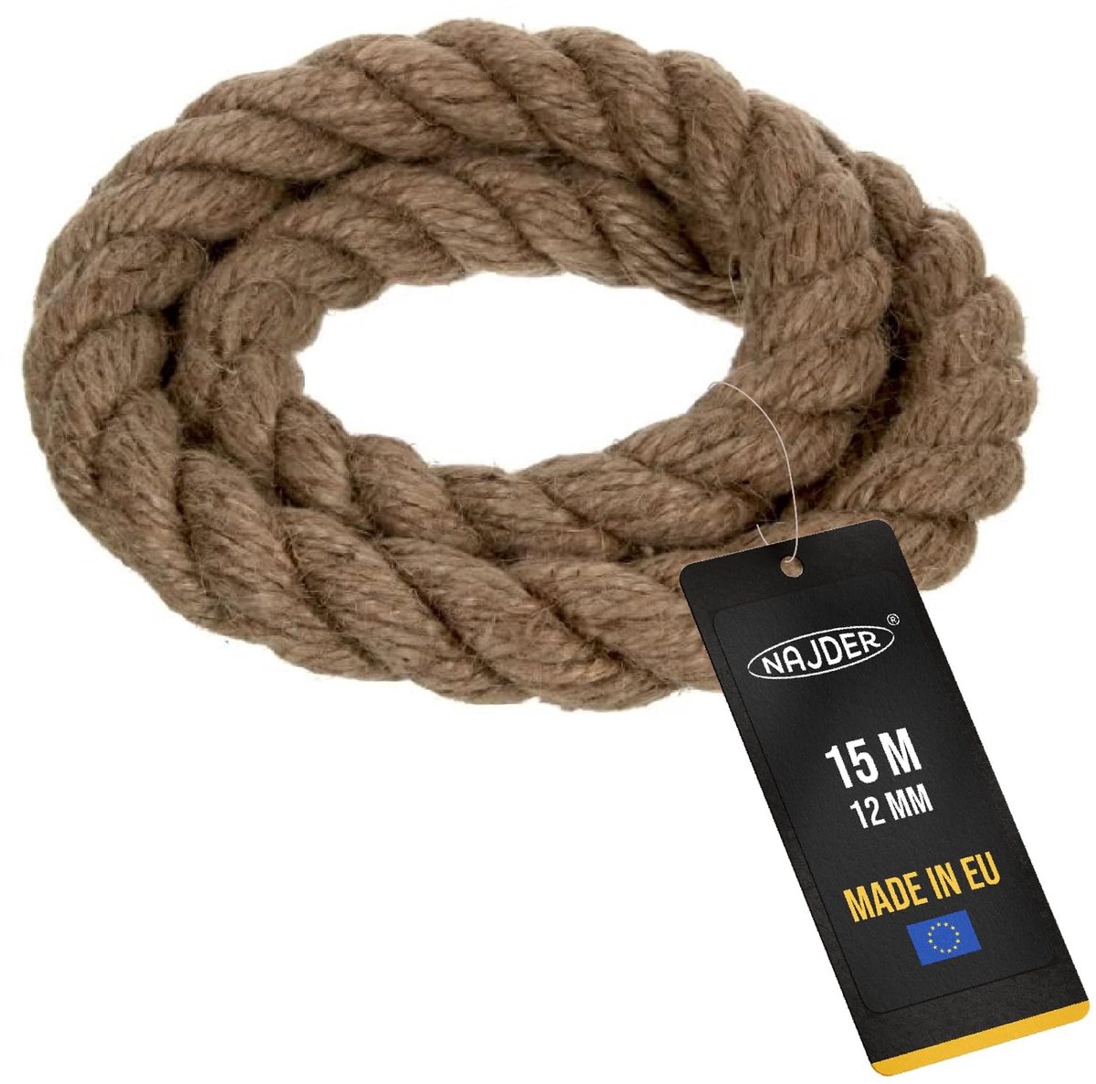 Jute Touw - Natuurlijke Vezels - Gedraaid - Diameter 12 mm - 15 Meter
