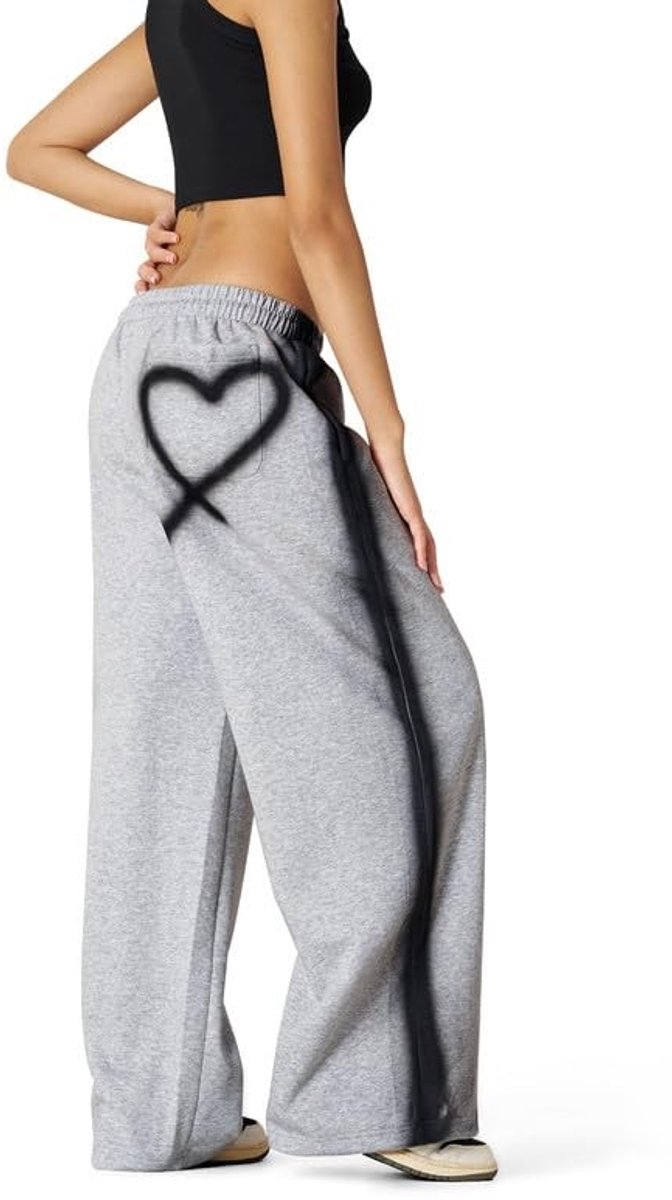 Casual Joggingbroek - Graffiti Hart Design - Grijs