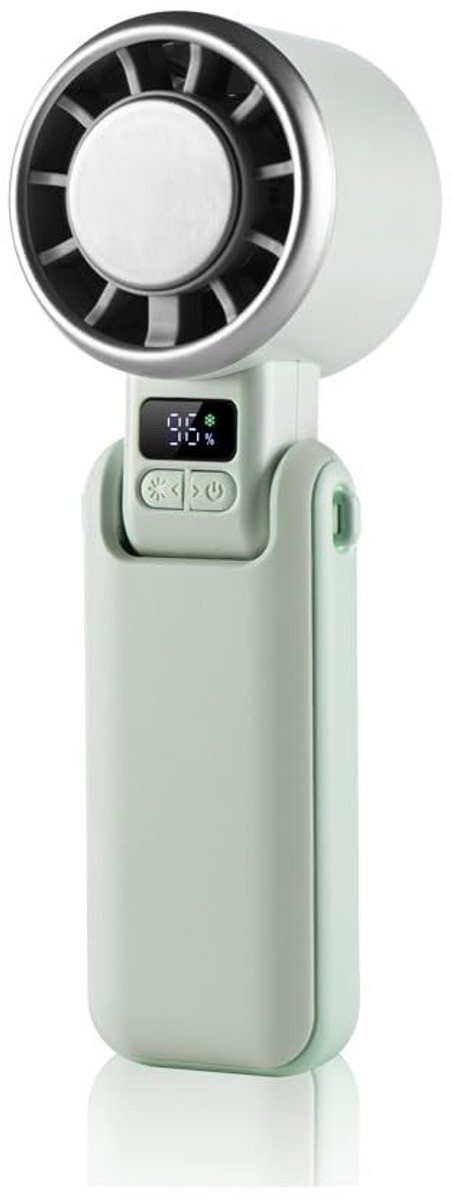Handheld Fan - Draagbaar, Oplaadbaar, Groen, Vijf Snelheden