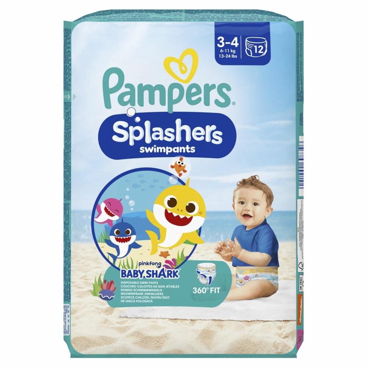 Wegwerpluiers voor in het water - 12 stuks maat 3-4 (6-11 kg)