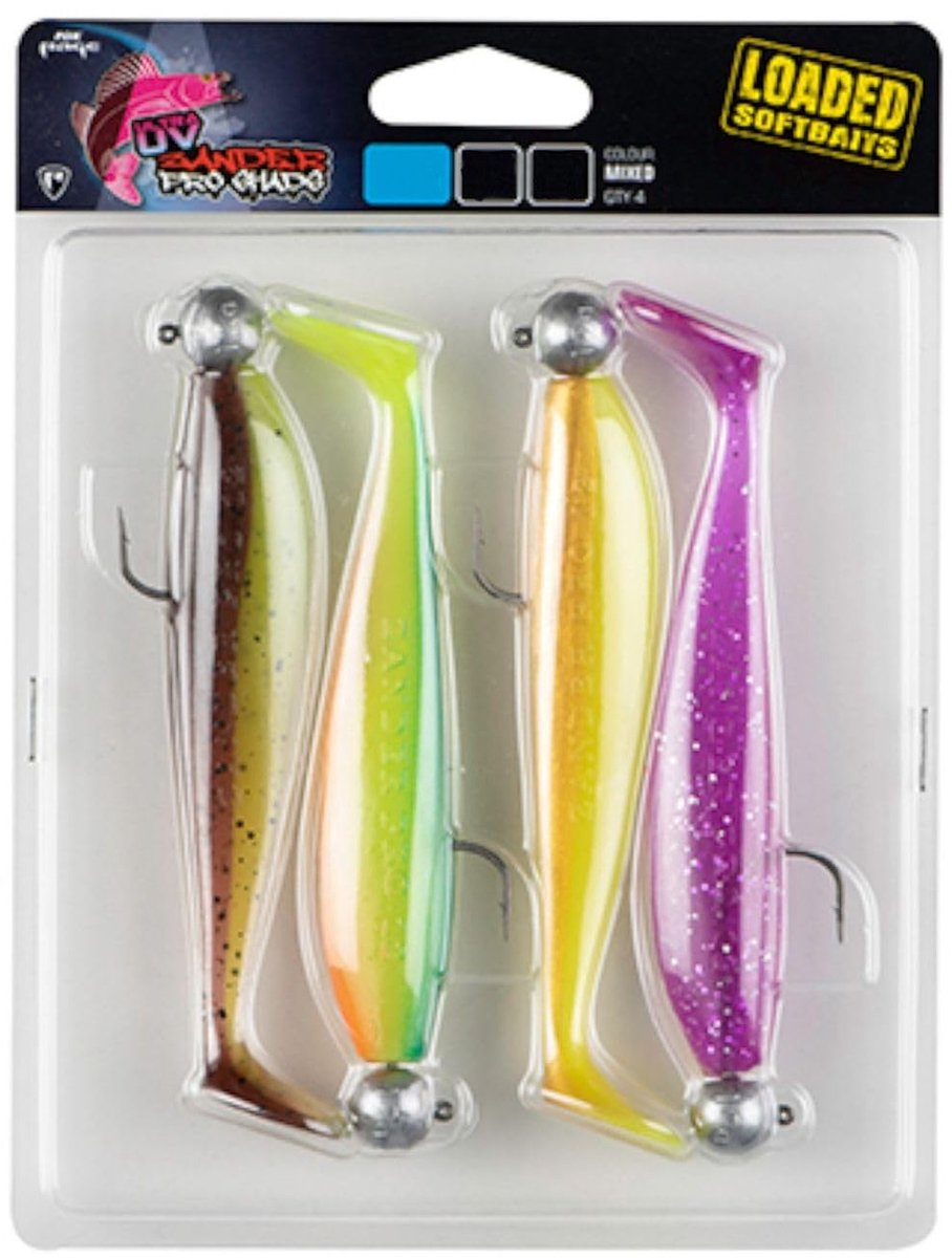 Zander Pro Shad - 4 Rubber Vissen - UV Kleurenset
