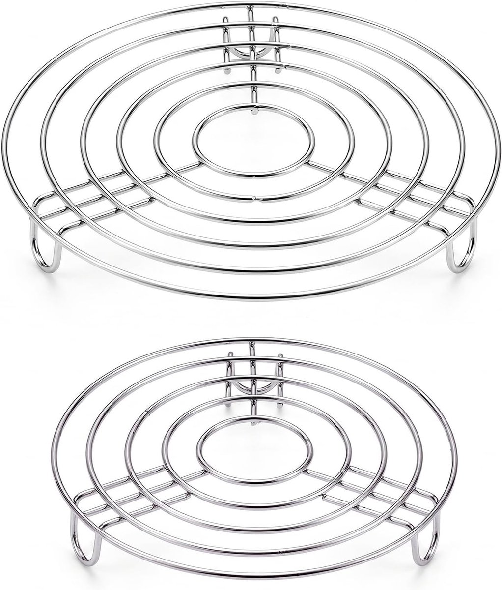 Roestvrij Stalen Stoomrek Set van 2 - Kookrek voor Groenten en Eten, 20 cm en 17 cm