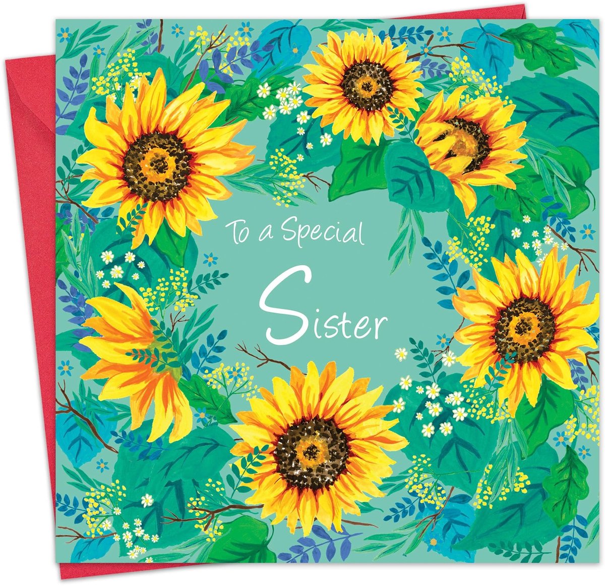 Verjaardagskaart voor Zus - Zonnebloemen Thema