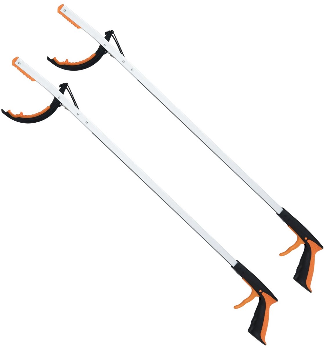 SureDeal® - Tuinier - Extra Lange Grijptang - Afvalverzamelaarstang Lichte Aluminium - 88x11,5 cm - Zilver + Zwart + Oranje