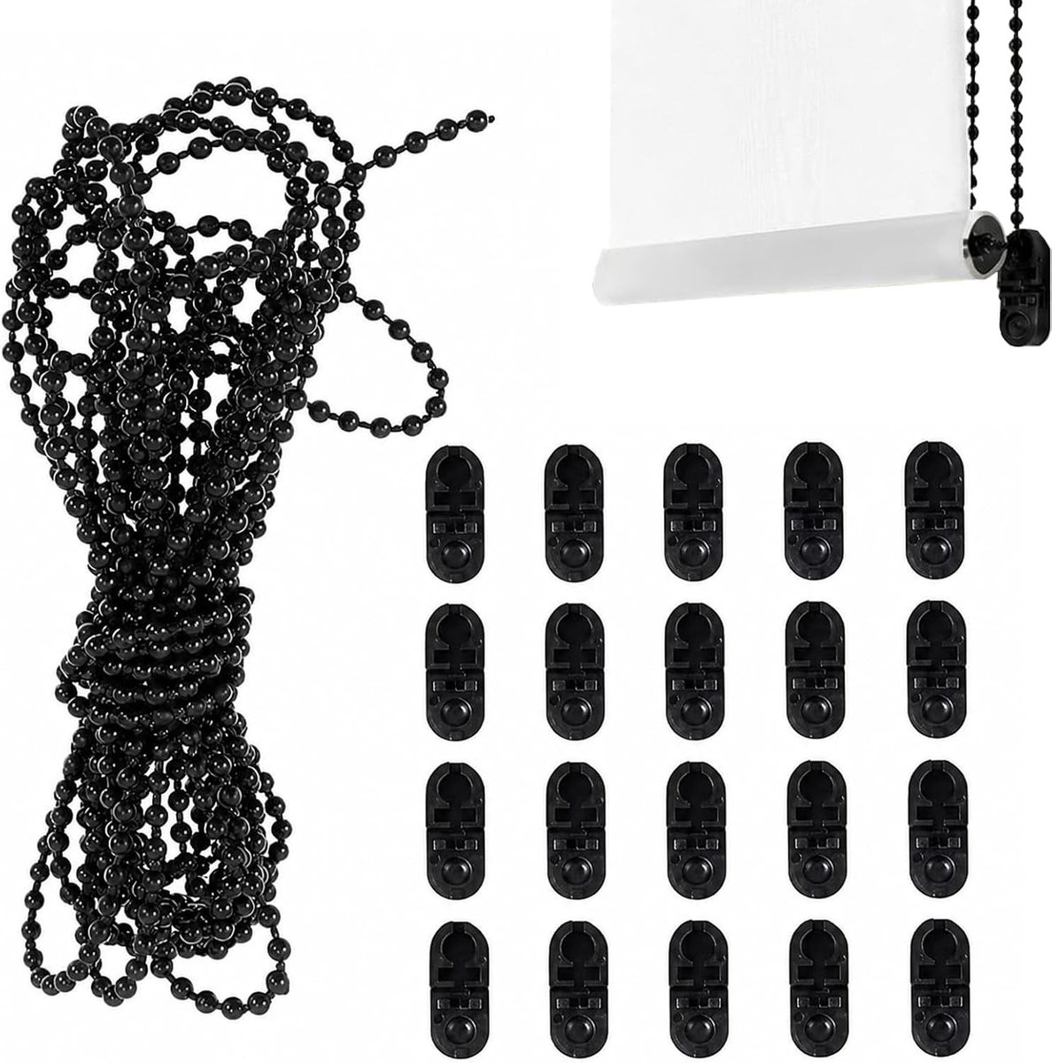 Duurzaam Gordijnkoord van 10 Meter met 20 Clips voor Rolluiken, Verticale Jaloezieën en Raamdecoratie