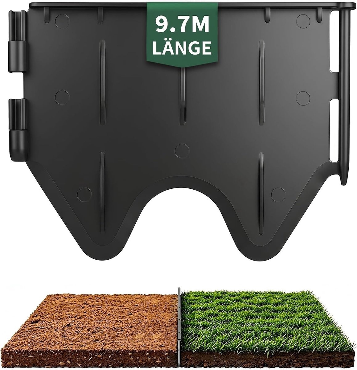 Kunststof grasrand voor tuin, 65 stuks, 10.4 m, duurzaam en weerbestendig, perfect voor bloembedden