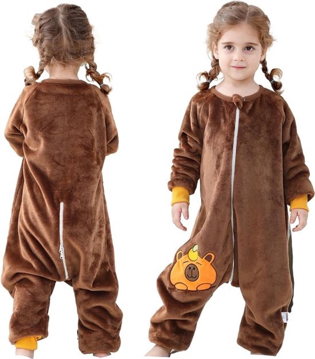 Slaapzak met voeten - Trappelzak baby - Warm en comfortabel slapen - Aparte voeten en mouwen - 25 Tog - Capybara